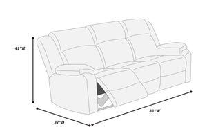 English Elm Sofa Smoke Fur-Like Corduroy 3PC Motion Set w Console & Manual Recliners — Plush Modern Comfort B011S01730