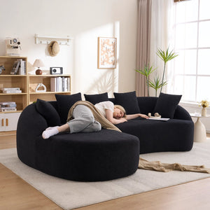 English Elm New Modular Chenille Sectional with Deep Curved Chaise and High-density Foam Seating W2231S00054