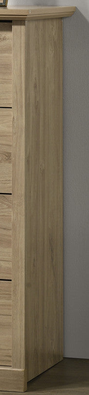 English Elm Elettra Four Drawer Chest in Warm Oak Finish with Bold Black Metal Hardware Light Oak B2749P413340