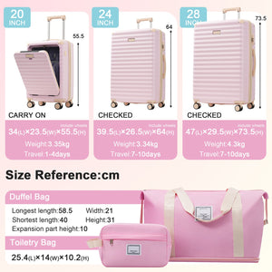 English Elm Luggage 5 Piece Abs Hardshell Travel Set with Usb Port Spinner Wheels and Tsa Lock Pink N732P265290U