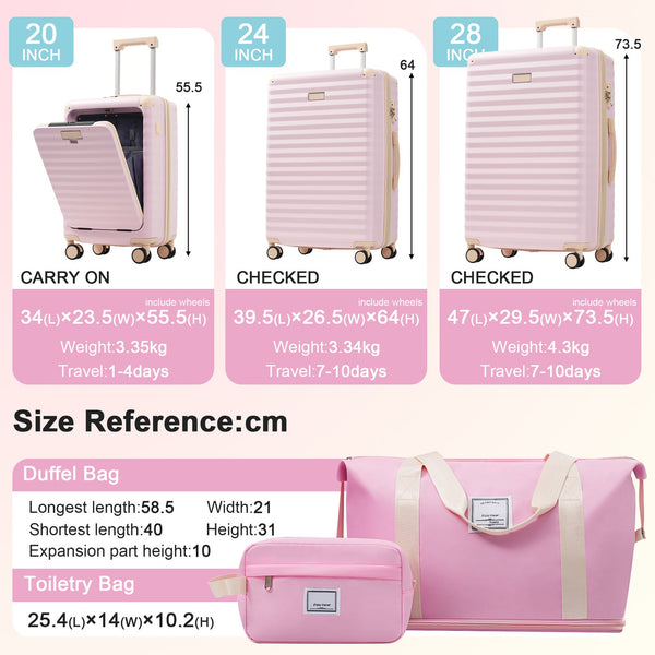 English Elm Luggage 5 Piece Abs Hardshell Travel Set with Usb Port Spinner Wheels and Tsa Lock Pink N732P265290U