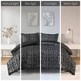 Intelligent Design Naomi Glam/Luxury Metallic Print Faux Fur Comforter Set ID10-2237 Black/Silver