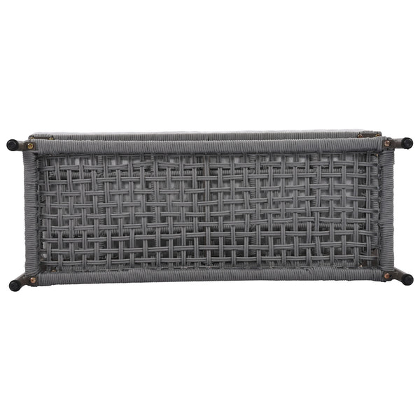 English Elm K&K 6-Piece Rope Patio L-Shaped Sectional Set with Acacia Wood Ice Box Table and Deep Cushions Grey N707S000014G