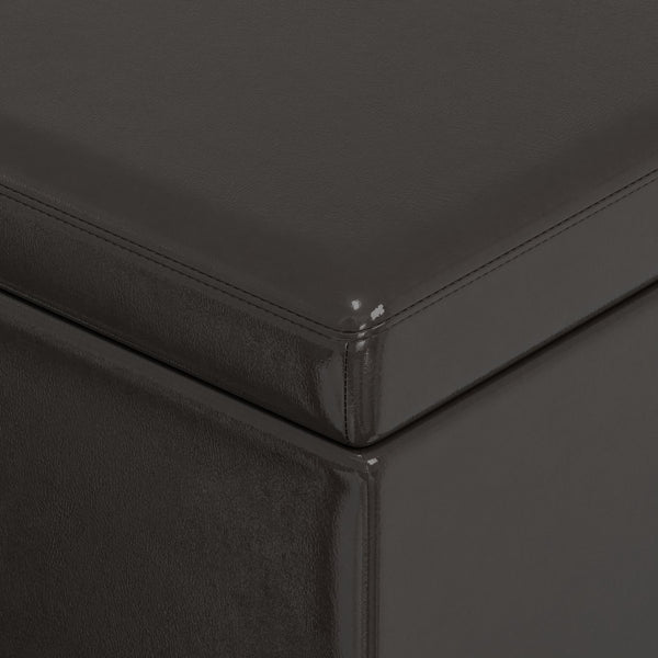 English Elm Lincoln Extra Large Storage Ottoman Bench with Child-Safety Hinge, Tanners Brown Vegan Leather, Solid Wood Craftsmanship B2732P253624