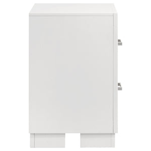 English Elm Copper Elegant White Rectangular Nightstand with 2 Soft-Close Drawers and Sleek Bar Handles, 23" H B062P333433