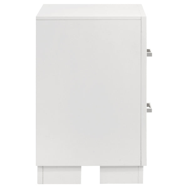 English Elm Copper Elegant White Rectangular Nightstand with 2 Soft-Close Drawers and Sleek Bar Handles, 23" H B062P333433