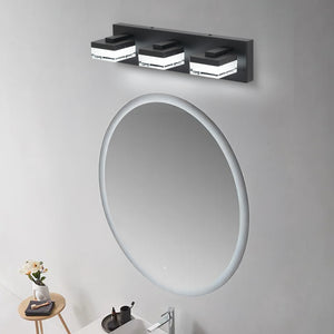 English Elm Modern 3-Light Led Vanity Fixture - Matte Black & Acrylic Over Mirror Light For Contemporary Spaces W2312P374905