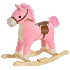English Elm Qaba Plush Rocking Horse Toy with Galloping Sounds Sturdy Metal Frame for Toddlers W2225P217687