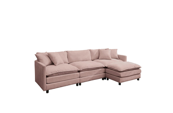 English Elm 108-inch Modular Chenille Sectional Sofa Deep Seat L-shape for Open Living Rooms Pink W2795S00047