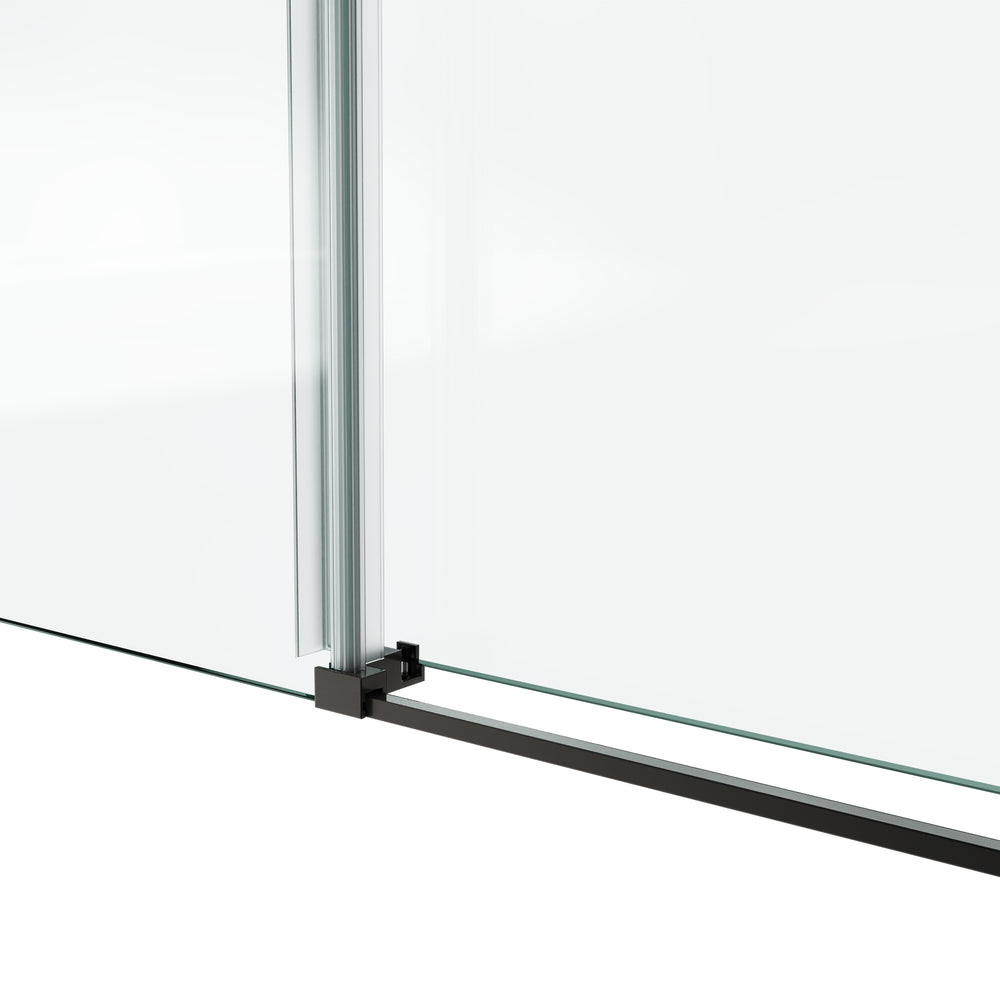 English Elm 60*79"Fixed Frameless Sliding Shower Door, 10Mm Tempered Glass & Stainless Steel, Modern Design Upgrade T3177P320604