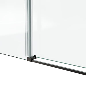 English Elm 60*76"Fixed & Sliding Shower Door - Modern Frameless Clear Glass, Stainless Steel Hardware, Leak-Proof T3177P320601