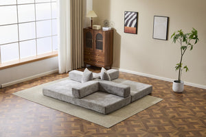 English Elm Floor Couch - Convertible Chenille Sofa Bed With Pillow Support For Ultimate Comfort In Any Space W3723P344872