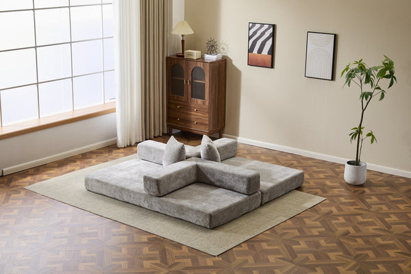 English Elm Floor Couch - Convertible Chenille Sofa Bed With Pillow Support For Ultimate Comfort In Any Space W3723P344872