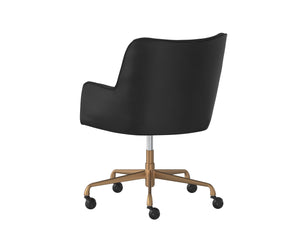 Sunpan Franklin Office Chair - Rustic Mid-Century Modern Design with Bronze Base for Stylish Workspaces Vintage Black