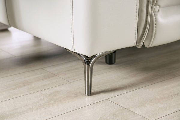 English Elm Light Taupe Power Recliner with Pillow Arms, Metal Legs, Push-Button Extendable Head & Footrest, Plush Hardwood Frame B2741P387651