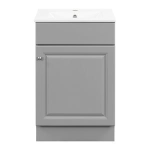 English Elm [video] 20 Inch Freestanding Bathroom Vanity with Ceramic Sink Soft Close Cabinet Gray N759P237946E