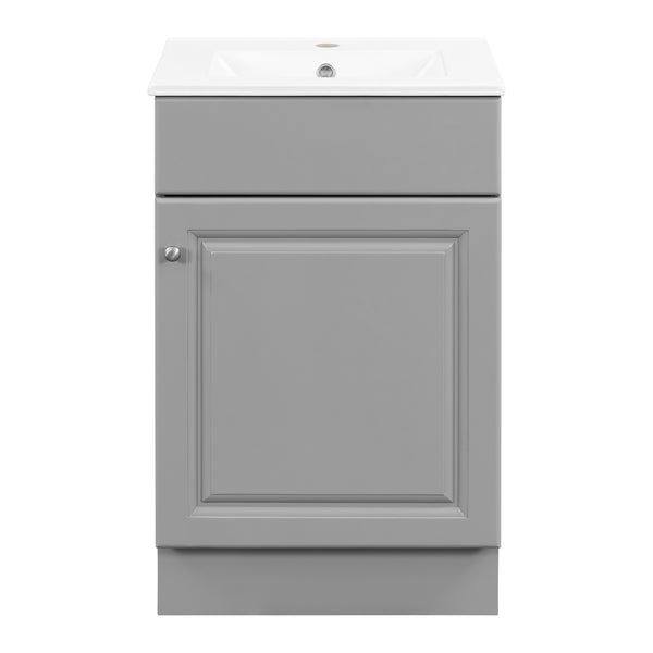 English Elm [video] 20 Inch Freestanding Bathroom Vanity with Ceramic Sink Soft Close Cabinet Gray N759P237946E