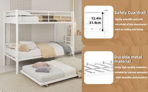 English Elm Heavy-duty Metal Twin over Twin Bunk Bed with Noise-Reducing Design, Safety Rail, Ladder, 350lb Capacity White W1935P300342