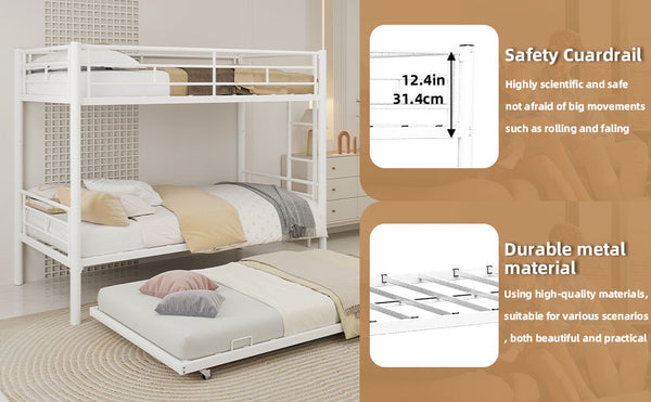 English Elm Heavy-duty Metal Twin over Twin Bunk Bed with Noise-Reducing Design, Safety Rail, Ladder, 350lb Capacity White W1935P300342