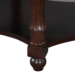 English Elm Vintage Oval Coffee Table With Drawer And Open Shelves, French Country Style Accent Table In Walnut N735P277388D-GIGA