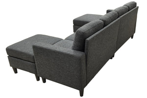 English Elm Cordory Corduroy Modular Sectional with Ottomans Retro Exposed Legs Living Room B2748S00034