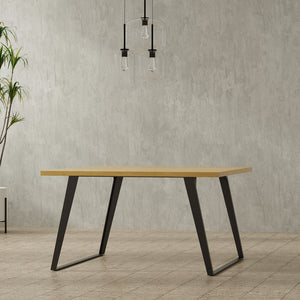 English Elm Lowry Handcrafted Modern-Industrial Dining Table - Oak Veneer & Iron Legs For Versatile Style B136P266906