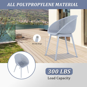 English Elm Summer Outdoor Bistro Set Uv Resistant Polypropylene Slatted Chairs and Round Patio Table Light Baby Blue,White W3450S00019