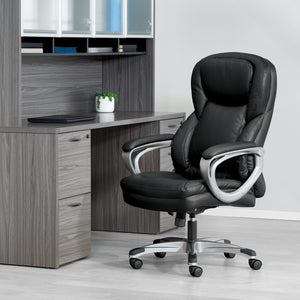 OSP Home Furnishings Exec Bonded Leather Office Chair with Lumbar Support for Executive Home Workspace ECH67707-EC3