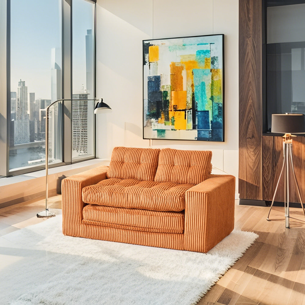 English Elm Loveseat Convertible Sofa Bed - Memory Foam Comfort, No Assembly, Stylish Corduroy For Small Spaces W2959P379139