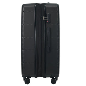 English Elm Luggage 5 Piece Hardside Abs Set with Front Access Carry on and Tsa Spinner Wheels Black N732P391557B