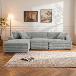 English Elm 105'' Modular Sectional with Woven Upholstery Washable Covers for Living Room W3565S00016