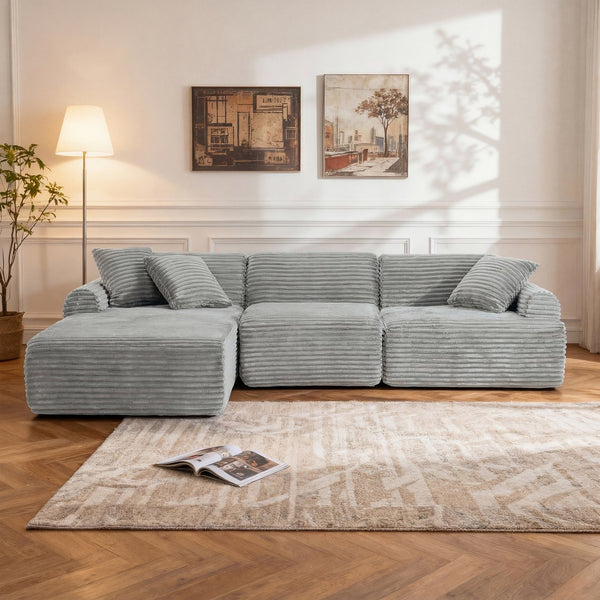 English Elm 105'' Modular Sectional with Woven Upholstery Washable Covers for Living Room W3565S00016