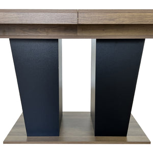 English Elm Extendable Faux Marble Dining Table with V-Legs — Sleek Expandable Conference & Kitchen Centerpiece for 6–10 Beige+Brown W1347S00007