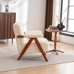 English Elm Mid-century Modern Chenille Accent Chair Cloud Silhouette Oak Frame Living Room Lounge W1170P425382