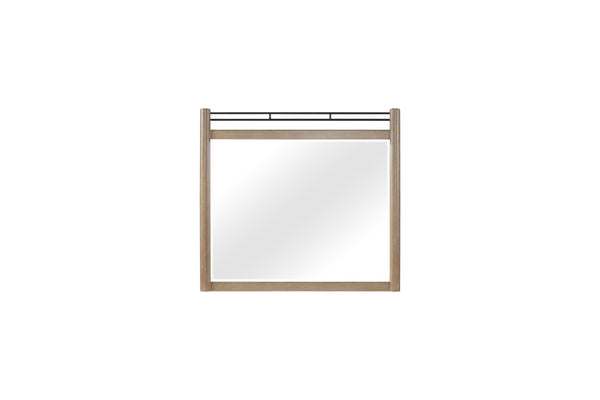 English Elm Sand Rectangle Wood Mirror with Beveled Glass and Rubberwood Frame, Dresser-Mount, Warm Finish Sand 49.5 L x 46.25 W x 5 H B2699P266477