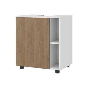 English Elm Parade Under Pedestal Sink Cabinet with 1 Door & 5 Open Compartments, Melamine Scratch-Resistant Storage Multicolor 27.17 L x 21.66 W x 5.91 H B128P375319