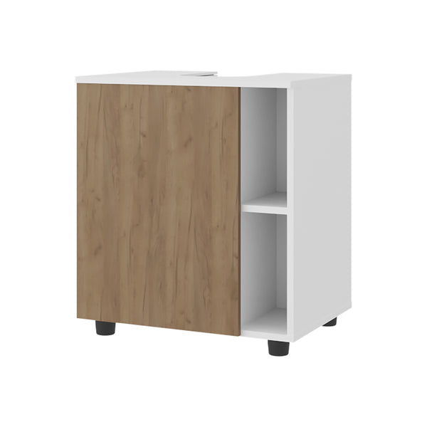 English Elm Parade Under Pedestal Sink Cabinet with 1 Door & 5 Open Compartments, Melamine Scratch-Resistant Storage Multicolor 27.17 L x 21.66 W x 5.91 H B128P375319