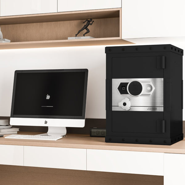 English Elm Three-Lock Heavy-Duty Digital Safe For Home & Office - Secure Storage With Biometric Access & Alarms W396P307328-GIGA