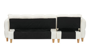 English Elm 86.61 Modern Teddy Fabric Sofa Bed with Storage, Solid Wood Frame, Gold Legs, 500lb Capacity Beige W1278S00070