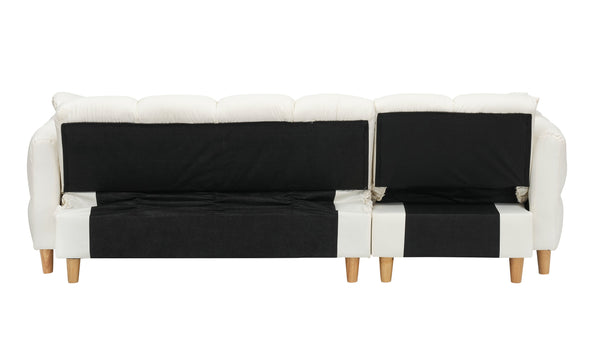 English Elm 86.61 Modern Teddy Fabric Sofa Bed with Storage, Solid Wood Frame, Gold Legs, 500lb Capacity Beige W1278S00070