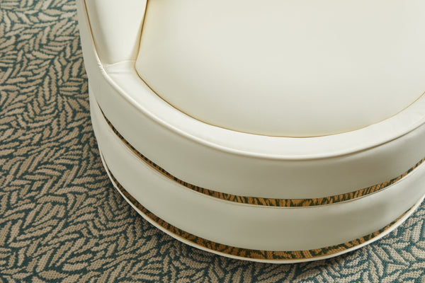 English Elm Swivel Velvet Barrel Chair with Stainless Steel Base, Padded 360° Rotating Accent Seat for Home White W2915P218183