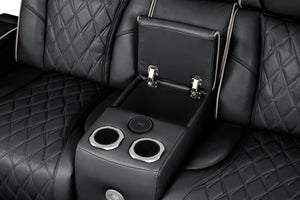 English Elm Fortuner Modern 3PC Upholstery Recliner Living Set with LED, Massage, Wireless Charging & Bluetooth Speakers Black B009S01802