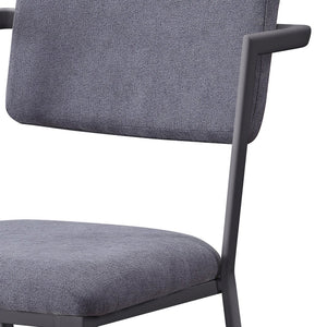 English Elm Grey Open Back Upholstered Office Chair — Breathable Modern Grey Fabric, Padded Comfort, Sturdy Metal Frame B062P186473