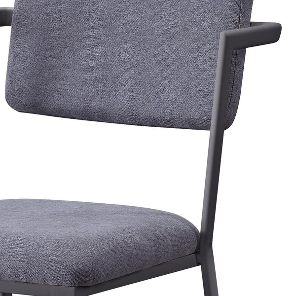 English Elm Grey Open Back Upholstered Office Chair — Breathable Modern Grey Fabric, Padded Comfort, Sturdy Metal Frame B062P186473