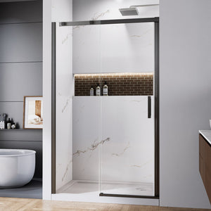 English Elm 44--48" Sliding Tempered Glass Shower Door Brushed Nickel Frameless Spa Bath W637P382565