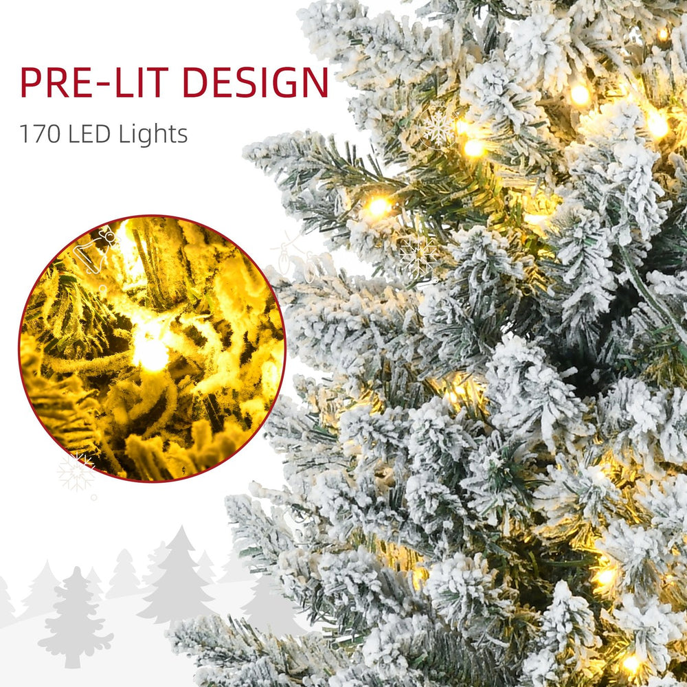 English Elm Homcom 6' Slim Pre-Lit Noble Fir Christmas Tree With 170 Warm White Leds - Perfect For Small Spaces! W2225P249654