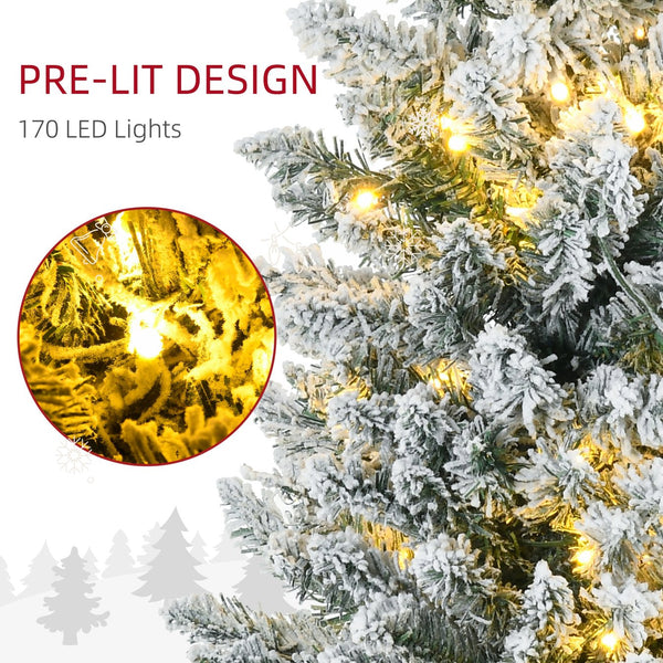 English Elm Homcom 6' Slim Pre-Lit Noble Fir Christmas Tree With 170 Warm White Leds - Perfect For Small Spaces! W2225P249654