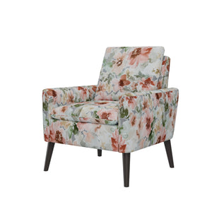 English Elm Enna Floral Polyester Accent Chair Solid Wood Legs Cozy Reading Nook Seating B127P409849