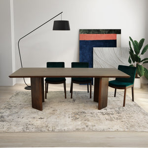 English Elm Paloma Japandi Solid Wood Dining Set Walnut Finish Seats Six with Four Side Chairs B183S00168