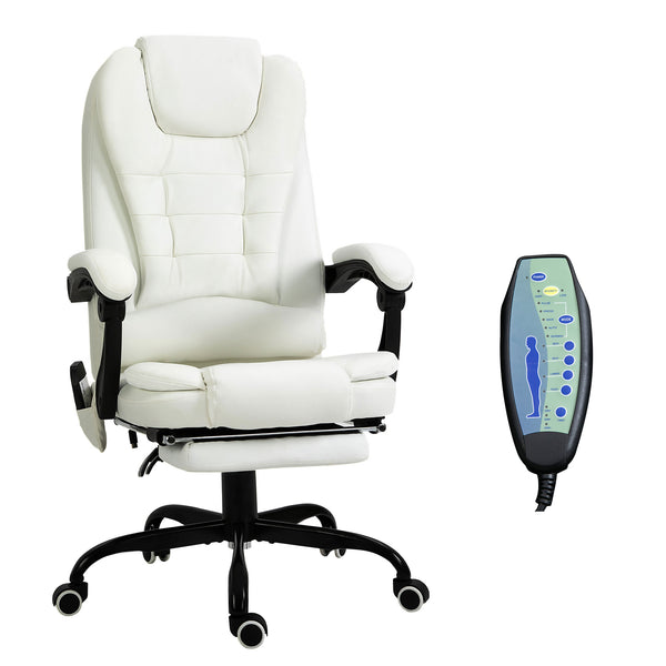 English Elm Vinsetto 7-Point Vibrating Massage Office Chair with Recline, Lumbar Support, Footrest, White W2225P173838